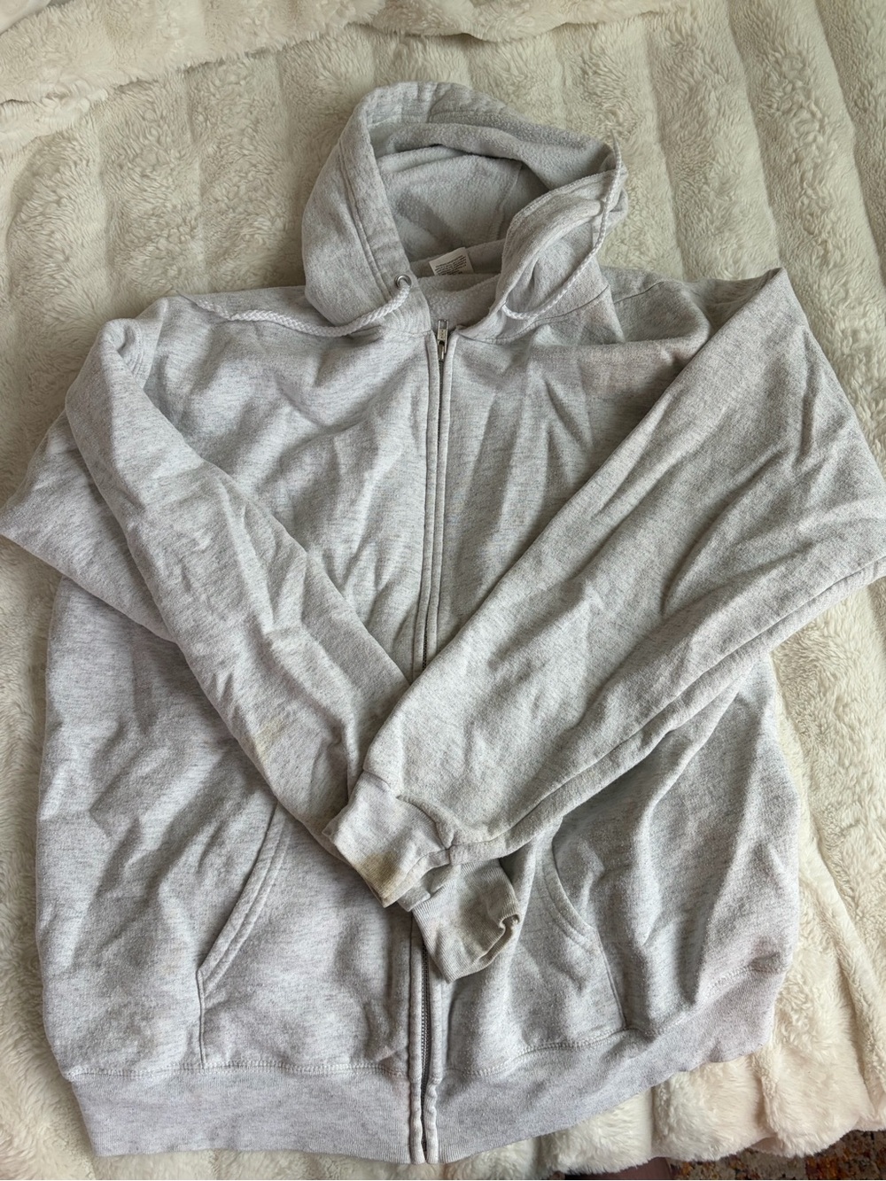 Hanes Men's Light Gray Full-Zip Hoodie Sweatshirt